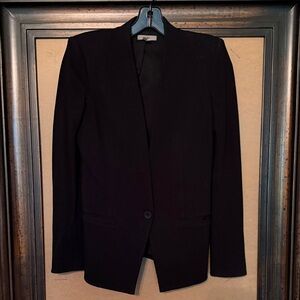 Helmut Lang Black Stretch Collarless 1 Bttn Blazer